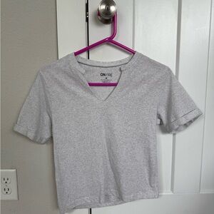 On Fire Heather Gray V-Neck Tee